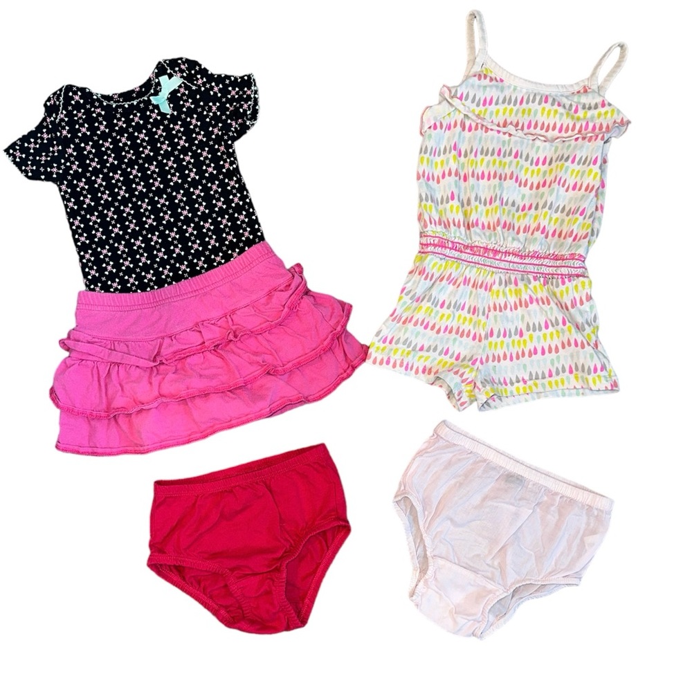 Baby Girl Onesie / Romper Skirt / Diaper Cover Bundle Sizes 12, 18 & 18-24 Month